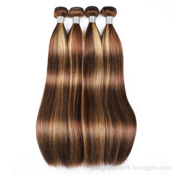 12A Russian Hair weft Double drawn 100g Straight Piano Color Mix Brown Blonde Bundles Virgin Human Hair Extensions